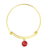 Maria King LOVE piros charm arany színű nemesacél karperecen