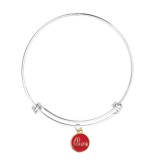 Maria King LOVE piros charm ezüst színű nemesacél karperecen