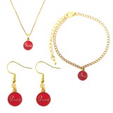 Maria King LOVE piros medál nyaklánc, fülbevaló és karkötő szett
