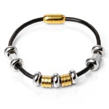 Maria King Mágnes záras bőr karkötő ezüst és arany színű nemesacél díszekkel, választható méretben, márkadobozzal