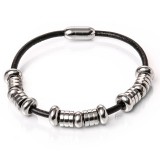 Maria King Mágnes záras bőr karkötő ezüst színű nemesacél díszekkel, választható méretben 2., márkadobozzal