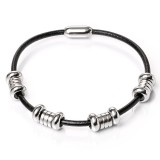 Maria King Mágnes záras bőr karkötő ezüst színű nemesacél díszekkel, választható méretben 4., márkadobozban