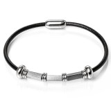 Maria King Mágnes záras bőr karkötő ezüst színű nemesacél díszekkel, választható méretben, márkadobozzal