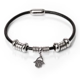 Maria King Mágnes záras bőr karkötő Fatima keze medállal választható méretben, márkadobozban