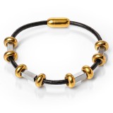 Maria King Mágnes záras bőr karkötő nemesacél díszekkel, választható méretben, márkadobozban