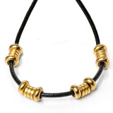 Maria King Mágnes záras bőr nyaklánc arany színű nemesacél díszekkel 2., márkadobozban