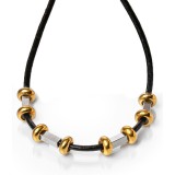 Maria King Mágnes záras bőr nyaklánc arany színű nemesacél díszekkel, márkadobozban