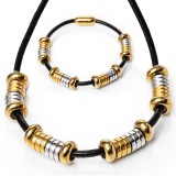 Maria King Mágnes záras bőr nyaklánc és karkötő arany és ezüst színű nemesacél díszekkel, választható méretben 2., márkadobozban