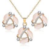 Maria King Mesterséges opál medál és fülbevaló szett, arany színű 2.