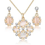 Maria King Mesterséges opál medál és fülbevaló szett, arany színű 3.