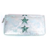 Maria King metálzöld csillagos designbőr pénztárca