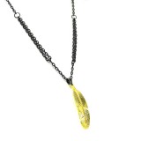 Maria King Nagy Madártoll medál fekete nyaklánccal, arany színű