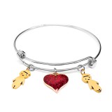 Maria King Nemesacél 2 Kisfiú és Csillogó Szív charmos nemesacél karperec