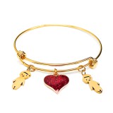 Maria King Nemesacél 2 Kisfiú és Csillogó Szív charmos nemesacél karperec, arany színű