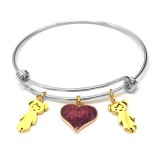 Maria King Nemesacél 2 Kislány és Csillogó Szív charmos nemesacél karperec