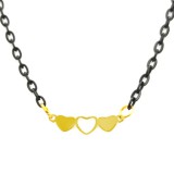 Maria King Nemesacél arany színű Szív medál fekete nyaklánccal