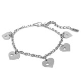 Maria King Nemesacél áttört szív díszes rozsdamentes acél karkötő, ezüst színű