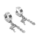 Maria King Nemesacél Flamingós fülbevaló lánccal