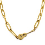 Maria King Nemesacél Gitár medál arany színű hosszú szemes lánccal