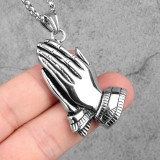 Maria King Nemesacél imádkozó kéz medál nyaklánccal