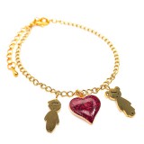 Maria King Nemesacél Kislány, Kisfiú és Csillogó Szív charmos karkötő