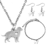 Maria King Nemesacél Kutyás medálos nyaklánc, karkötő és fülbevaló szett, ezüst színű - dobozban