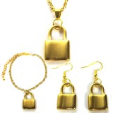 Maria King Nemesacél Lakat nyaklánc, fülbevaló és karkötő szett, arany színű