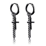 Maria King Nemesacél láncos kereszt fülbevaló, fekete színű 2.