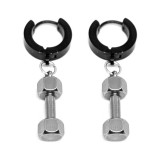 Maria King Nemesacél súlyzó fülbevaló fekete akasztóval