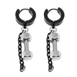 Maria King Nemesacél súlyzó fülbevaló lánccal, fekete akasztóval