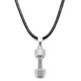 Maria King Nemesacél Súlyzó medál fekete bőr lánccal