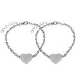 Maria King Nemesacél Szív charmos ezüst színű páros karkötő