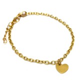 Maria King Nemesacél Szív charmos rozsdamentes acél karkötő, arany színű