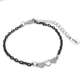 Maria King Nemesacél szív díszes karkötő, ezüst-fekete színű