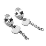 Maria King Nemesacél Szív Lakat fülbevaló lánccal, ezüst színű