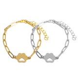 Maria King Nemesacél Tappancs charmos ezüst és arany színű páros karkötő, hosszú szemes lánccal