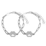 Maria King Nemesacél Tappancs charmos ezüst színű páros karkötő, hosszú szemes lánccal