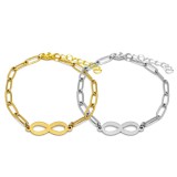 Maria King Nemesacél Végtelen charmos arany és ezüst színű páros karkötő, hosszú szemes lánccal