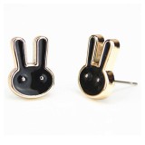 Maria King Nyuszi formájú zománc és réz beszúrós fülbevaló, fekete