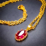 Maria King Ovális piros kvarc kristály medál lánccal