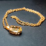 Maria King Ovális sárga kvarc kristály medál lánccal