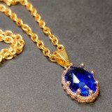 Maria King Ovális sötétkék kvarc kristály medál lánccal