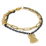 Maria King Pandás rozsdamentes acél dupla karkötő, arany-fekete színű