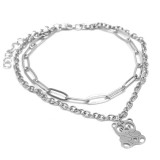 Maria King Pandás rozsdamentes acél dupla karkötő, ezüst színű