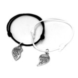 Maria King Páros fekete-fehér zsinórszövet karkötő legjobb barátok charmmal, 2 db