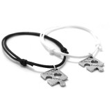 Maria King Páros fekete-fehér zsinórszövet karkötő legjobb barátok örökké puzzle charmmal, 2 db