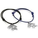 Maria King Páros fekete-kék zsinórszövet karkötő legjobb barátok örökké puzzle charmmal, 2 db