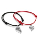 Maria King Páros fekete-piros zsinórszövet karkötő legjobb barátok charmmal, 2 db