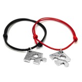 Maria King Páros fekete-piros zsinórszövet karkötő legjobb barátok örökké puzzle charmmal, 2 db