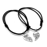 Maria King Páros fekete zsinórszövet karkötő legjobb barátok charmmal, 2 db